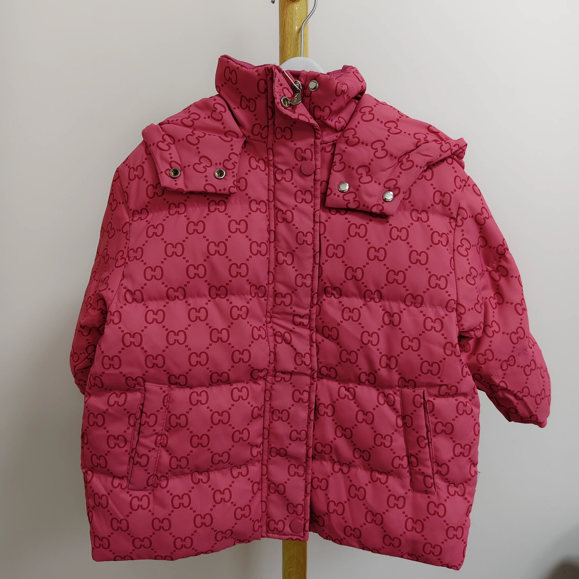 立领休闲风女印花棉服休闲加绒加厚款女款棉袄女童309062