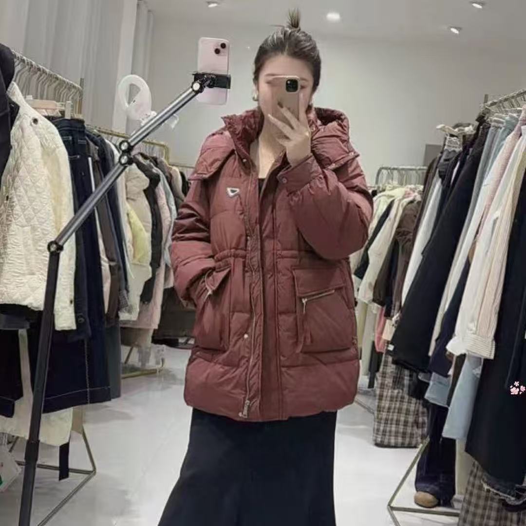 【李姑娘专属】85613中长款连帽可收腰羽绒服