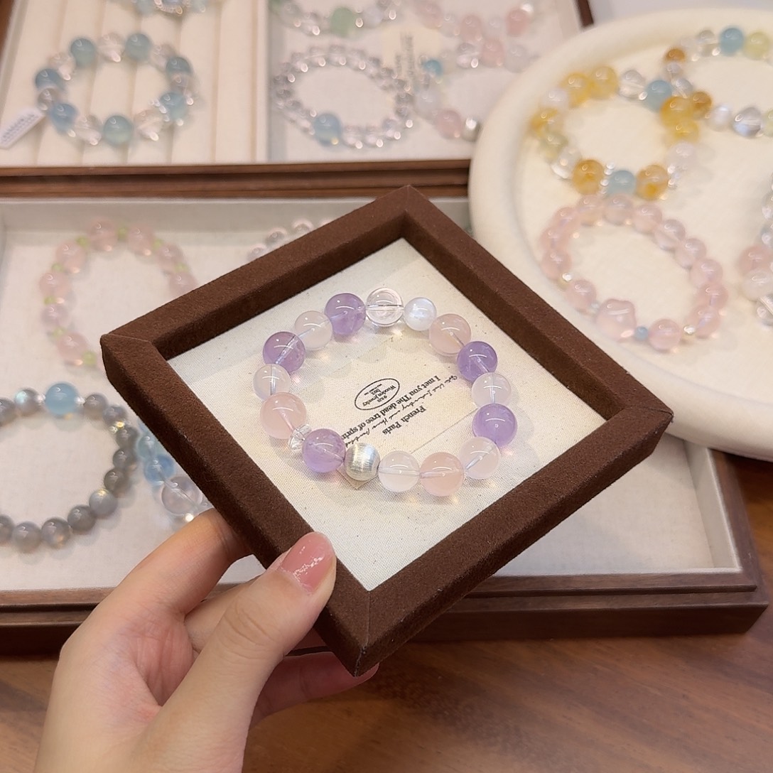 七***@水晶手链未镶嵌拍2单69是总价 粉紫多宝