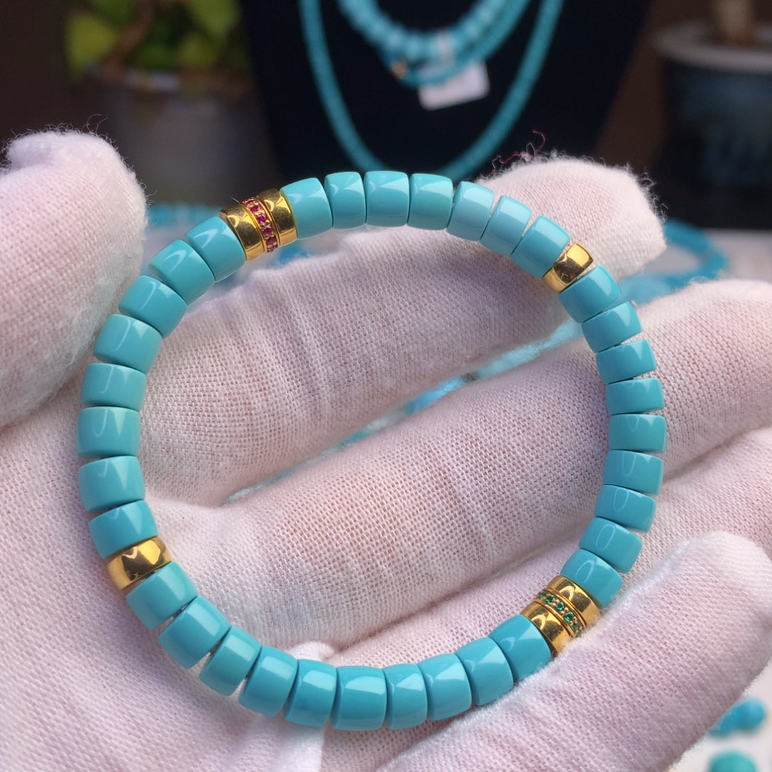 绿松石珠宝奇石18K金镶嵌