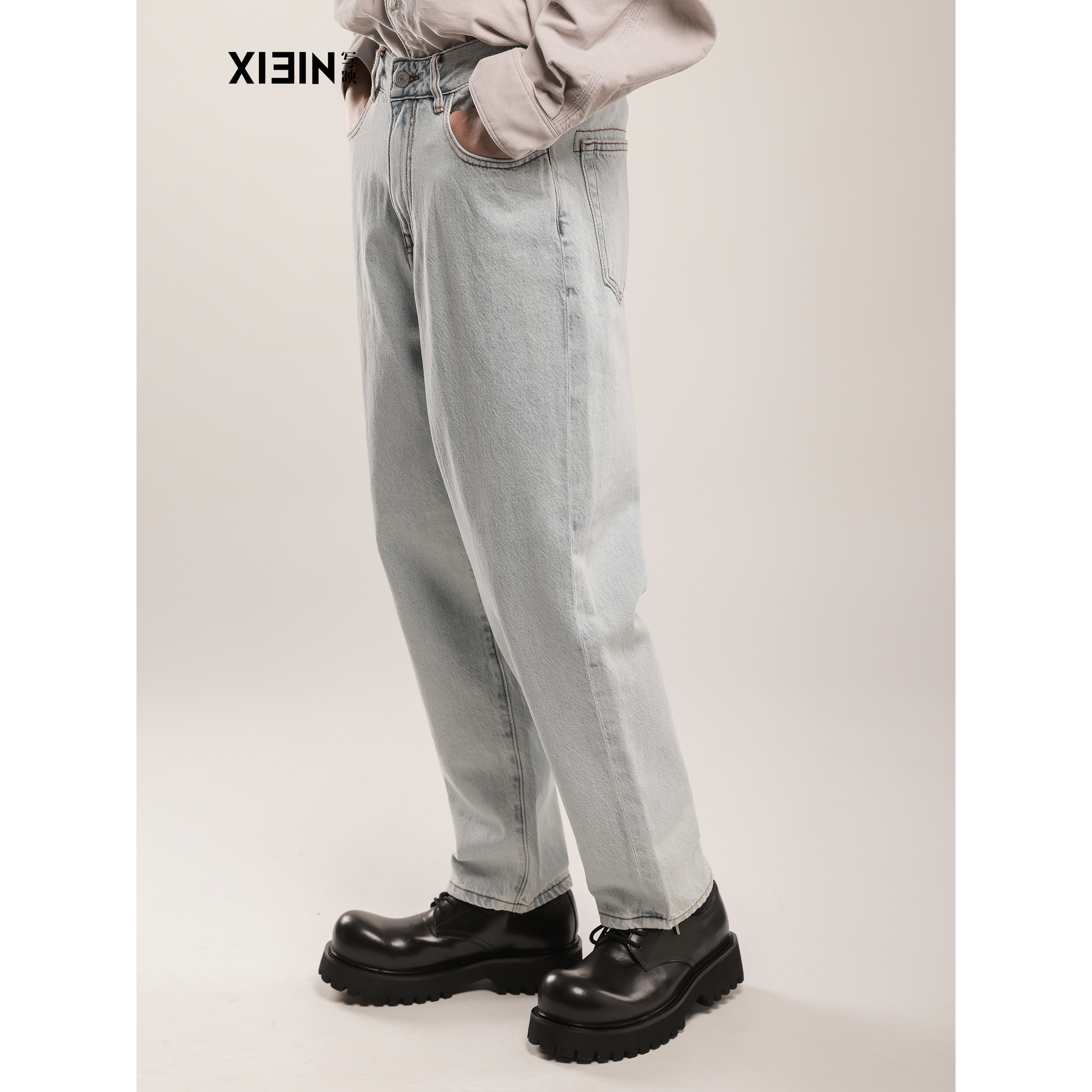 XIEIN写映 美式微锥及踝九分牛仔裤