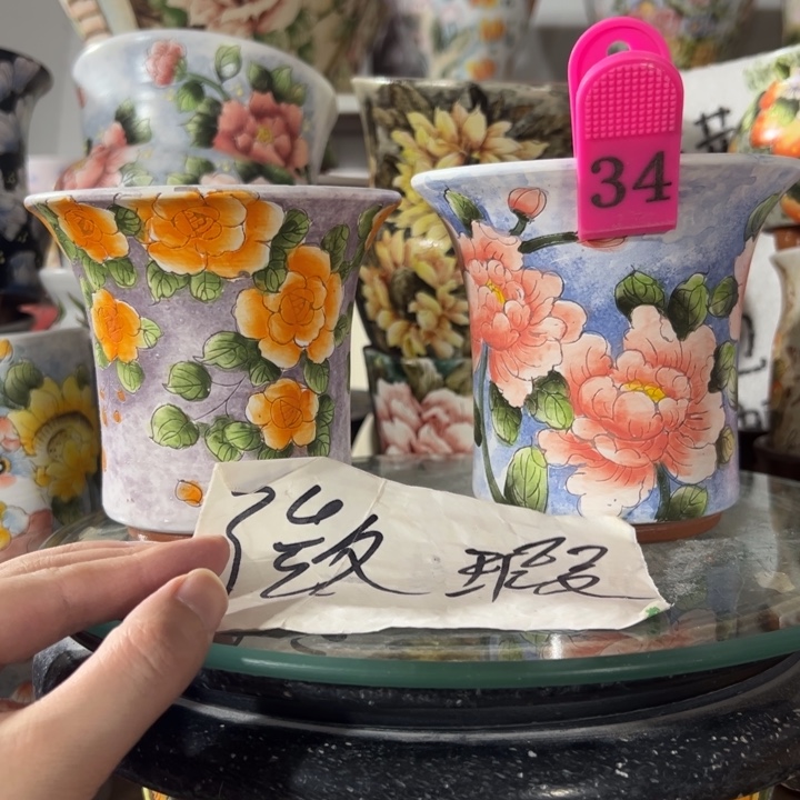 景德镇手绘花盆满38包邮偏远地区除外