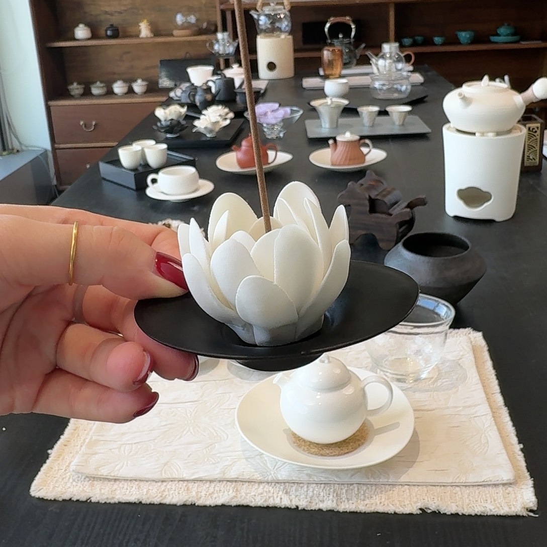 小莲花香插+黑檀木杯垫