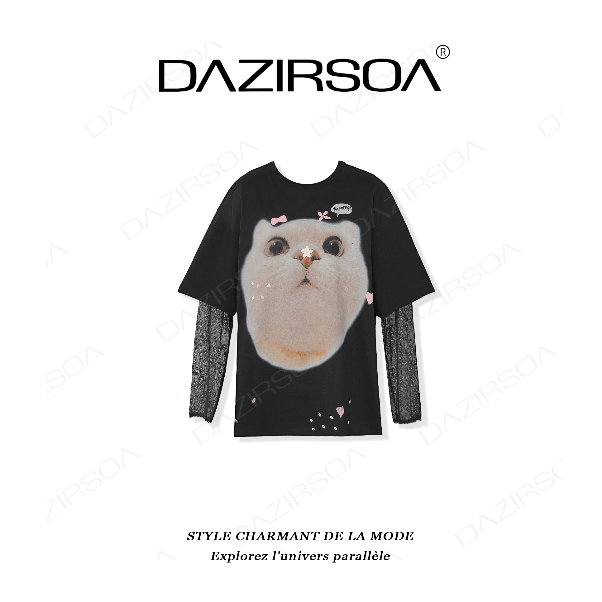 DAZIRSOA/达姿“软绒宝贝”可爱猫咪时尚百搭洋气上衣 X073
