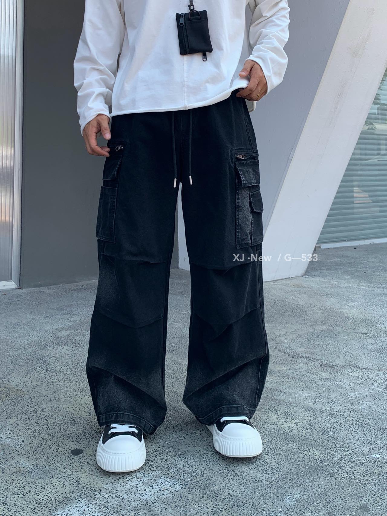 秋季重磅水洗做旧复古直筒工装裤533