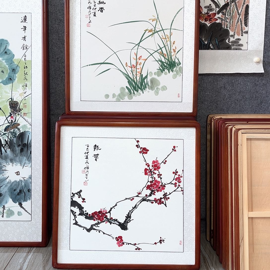 国画书画作品带框63×63