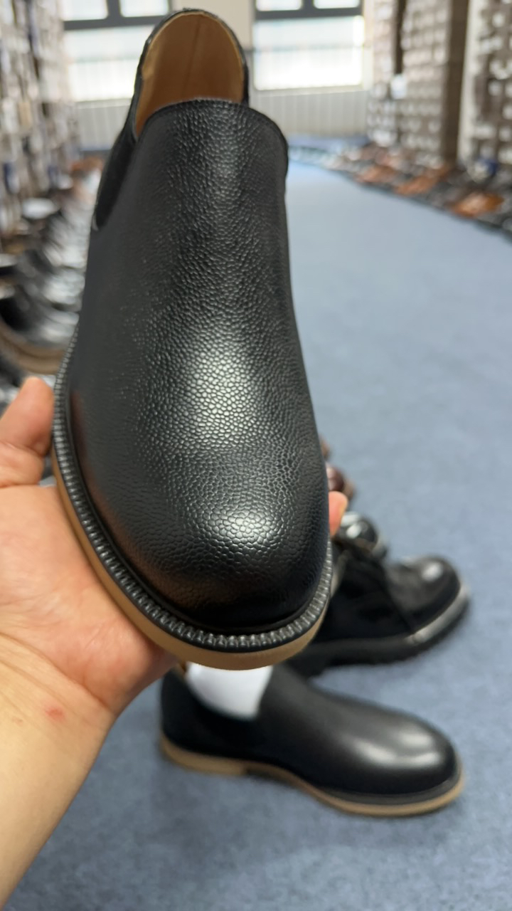 休闲一脚蹬欧美风休闲皮鞋单鞋黑色平底时尚