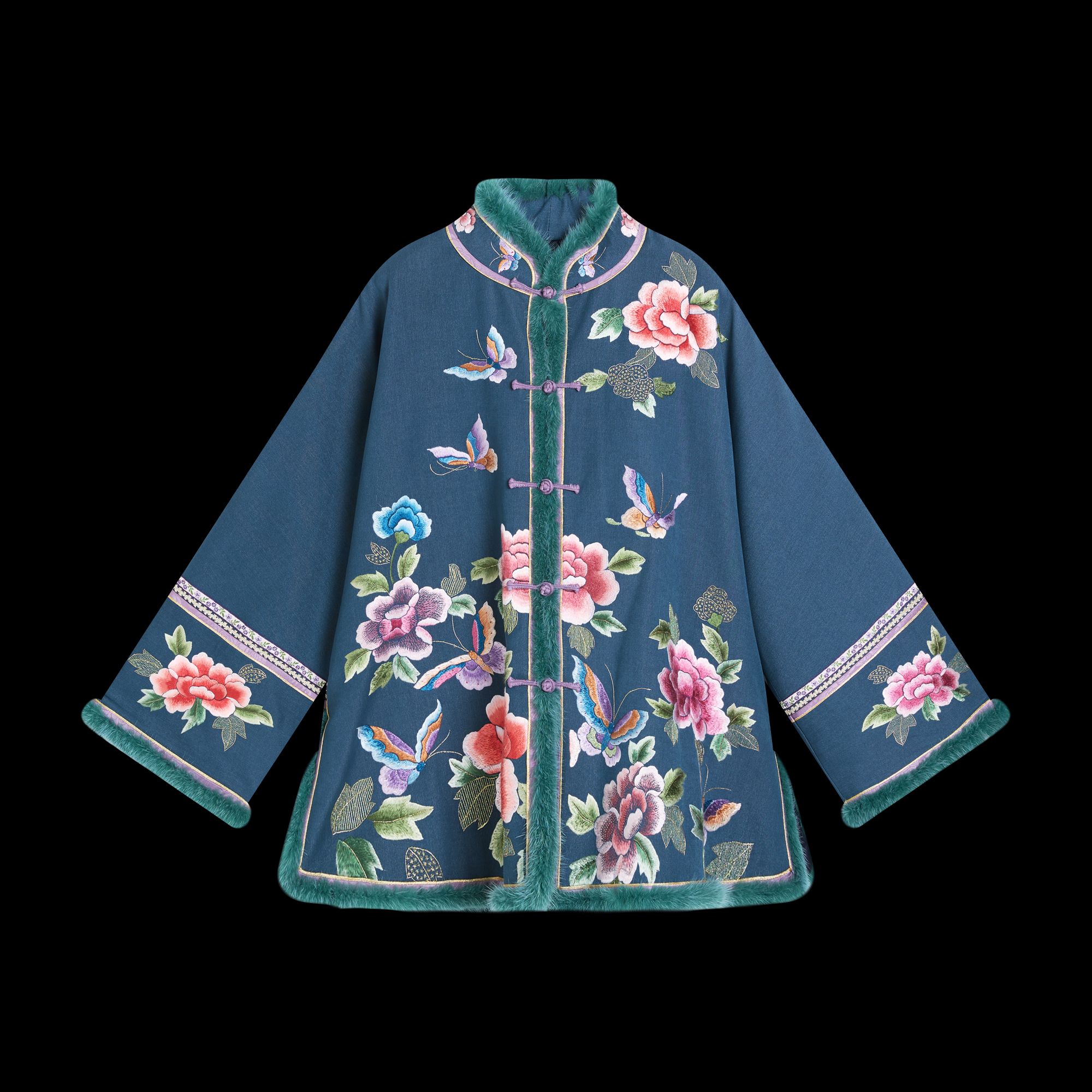 【花锦集】长袖对襟上衣外衣桑蚕丝刺绣