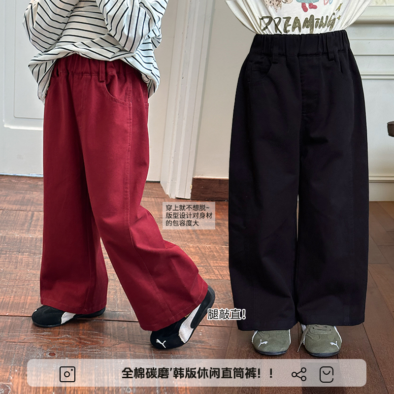 奶油家【红人】女童秋季休闲裤2025新款儿童韩版裤子童装百搭直筒裤