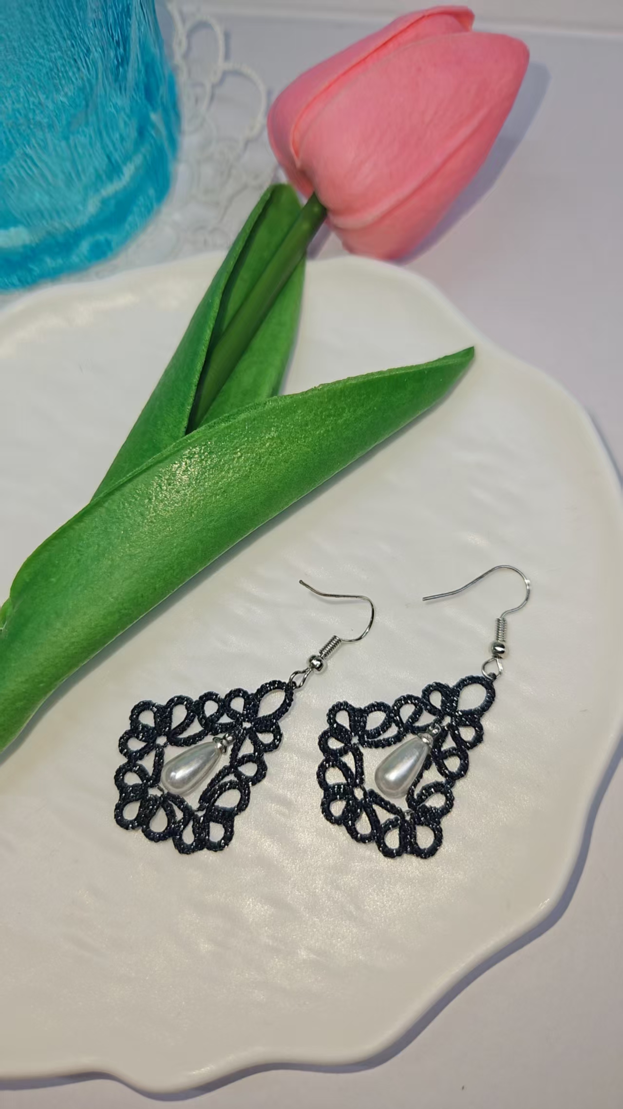 非金属玻璃耳饰 耳坠民族风时尚气质百搭手工梭编耳饰成品轻奢