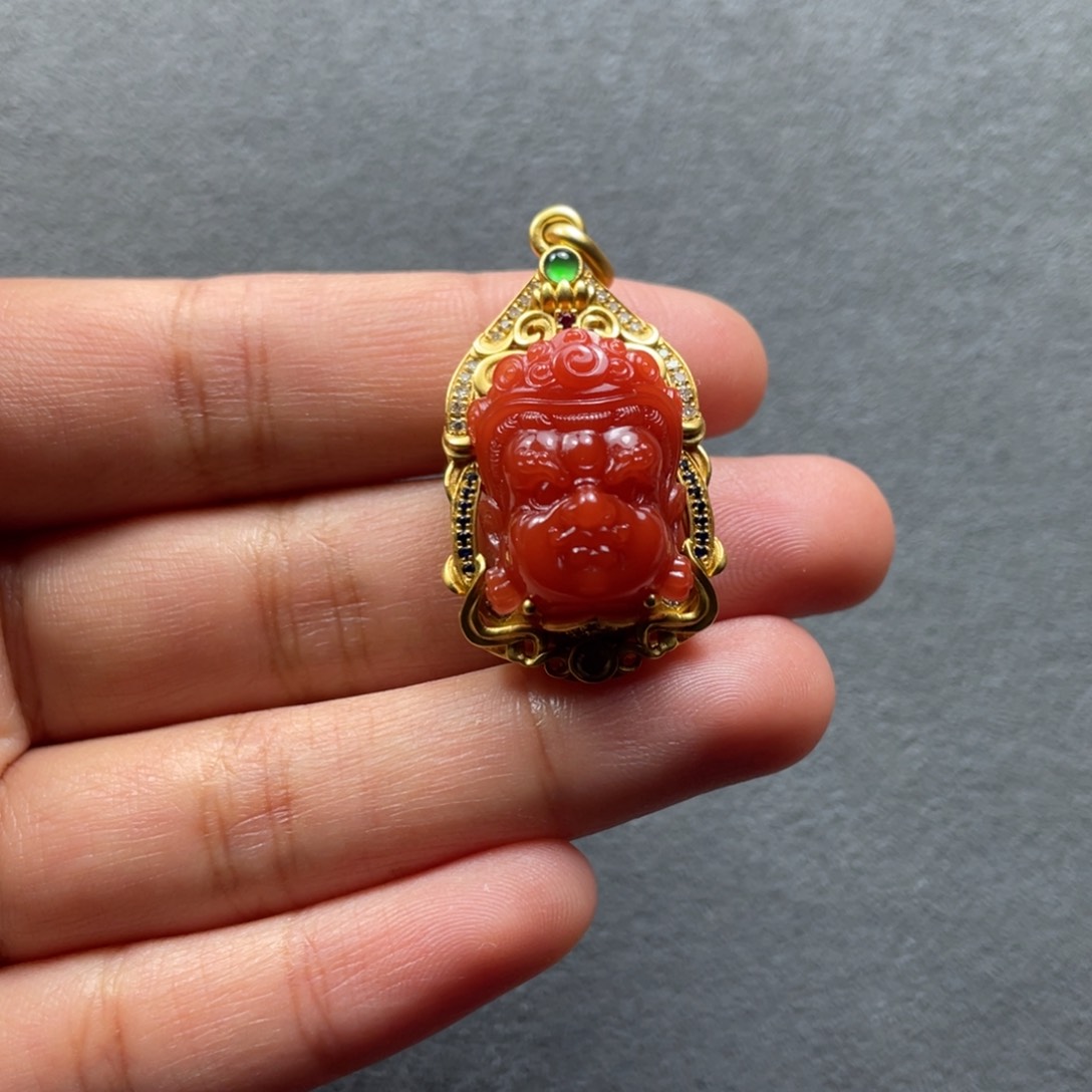 南红玛瑙配饰未镶嵌小***圈黄财神