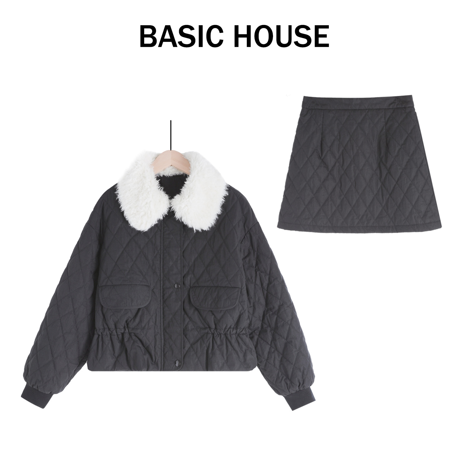 Basic House/百家好翻领百搭气质轻奢时尚套装B1385B5B5R2