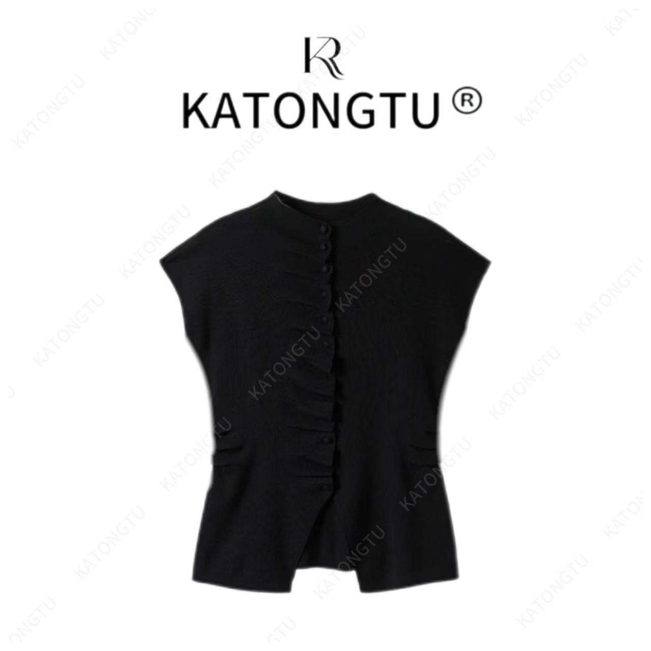 KATONGTU【修身T】天丝莱赛尔冰凉设计感后背开叉修身T恤 DM2504087
