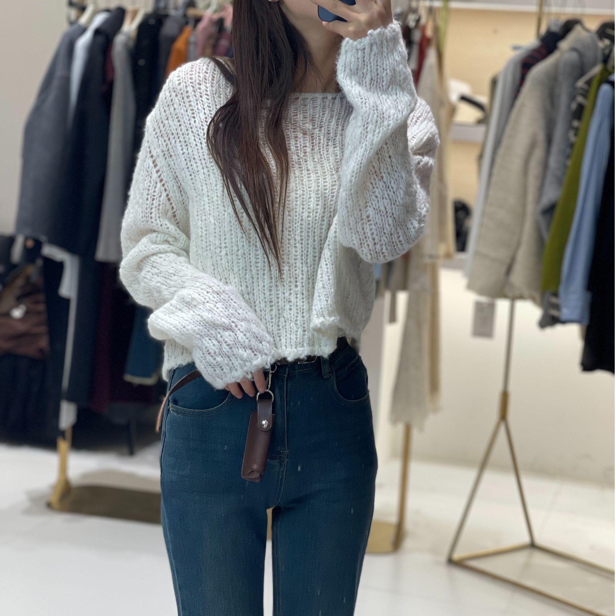 冬季女厚款牛仔裤宽松设计师修身8600#
