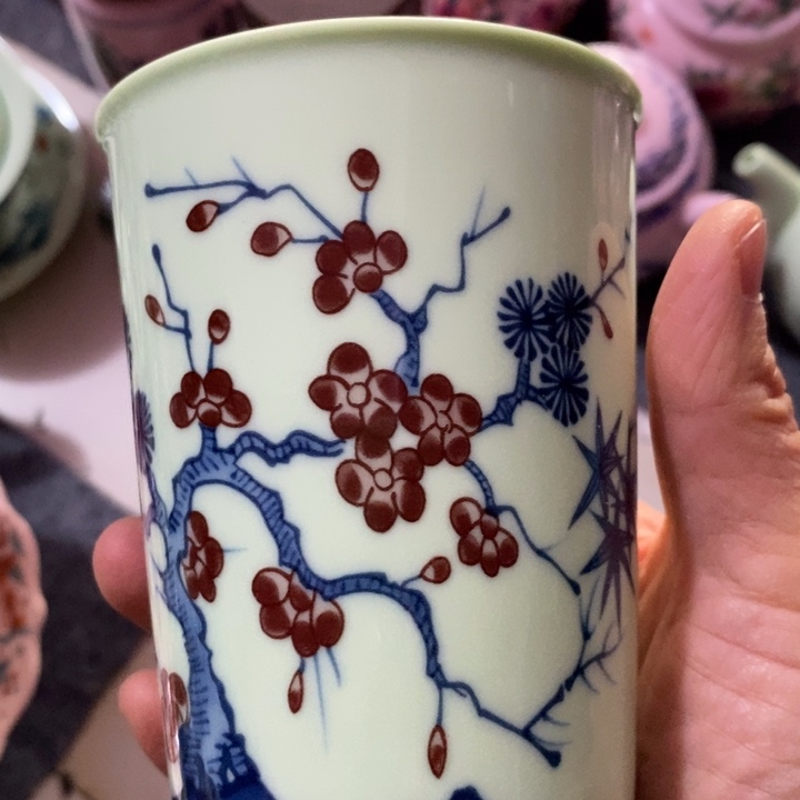 摆件陶绿稀土松竹梅可乐杯