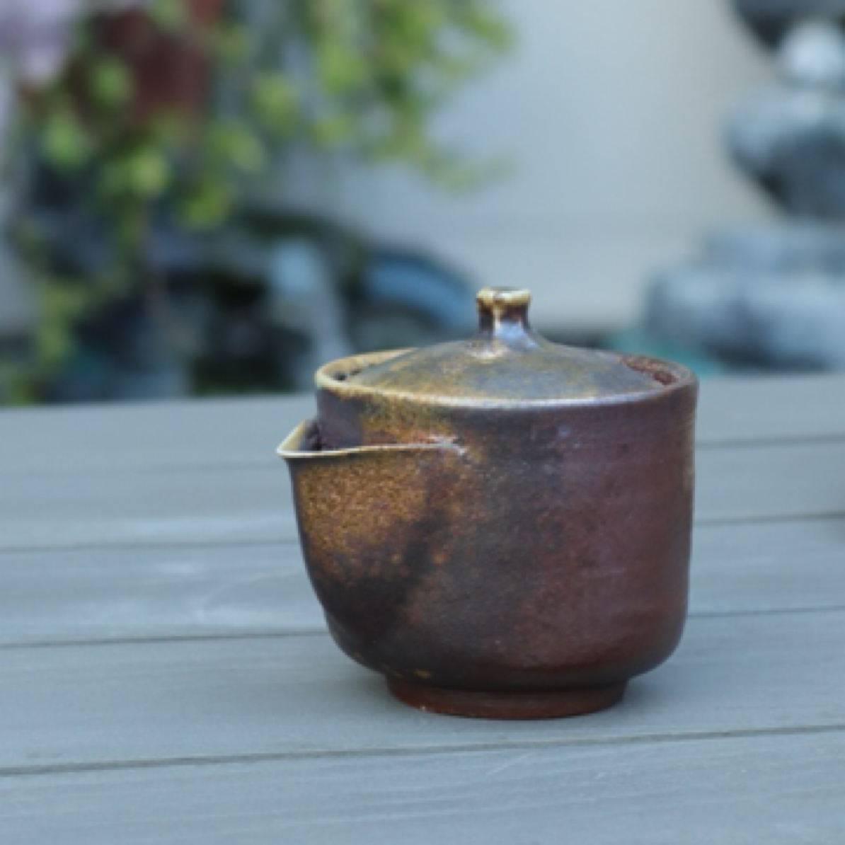 日本备前烧 山本出 宝瓶 县无形丁纽胡麻窑变柴烧茶道器具