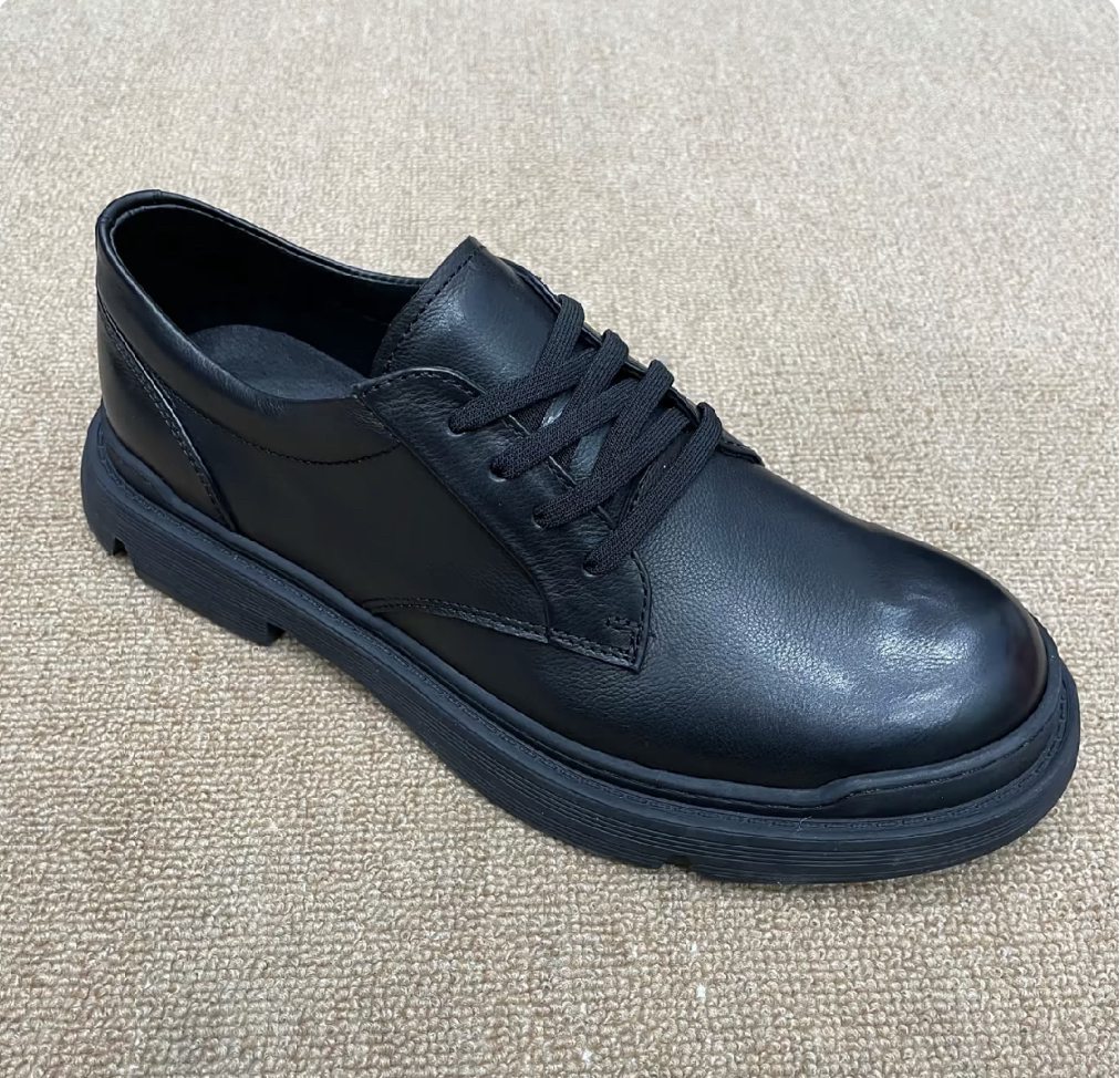 男士矮帮休闲皮鞋舒适百搭工作牛皮真皮时尚