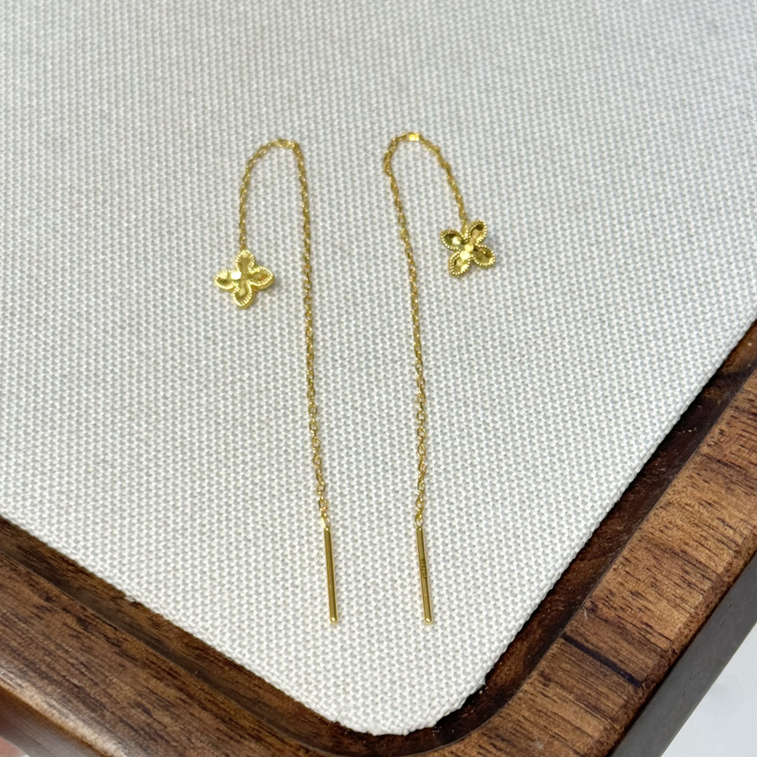 E【鱼鳞幸运耳线】-足金999精工5耳饰