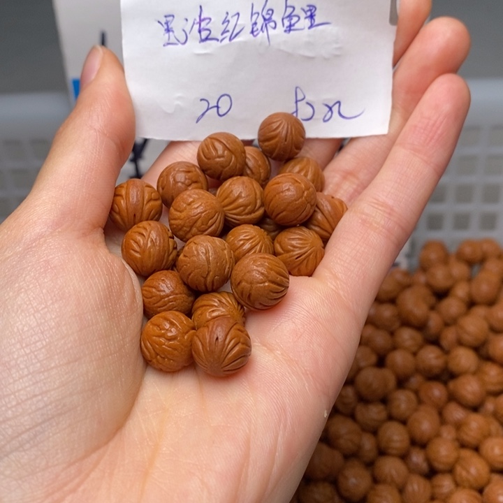 手串桃核11mm左右野生红锦鲤20颗（打孔）