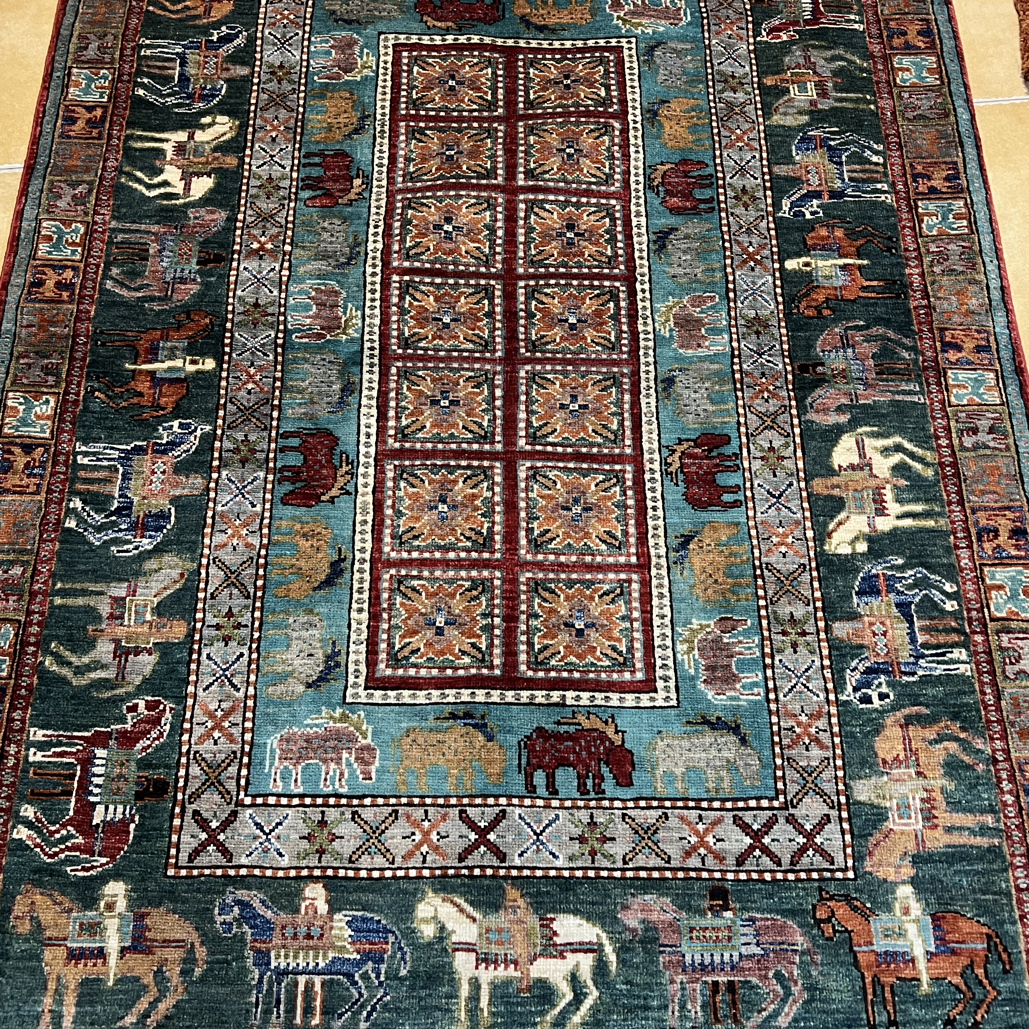 阿富汗手工羊毛地毯127 x183