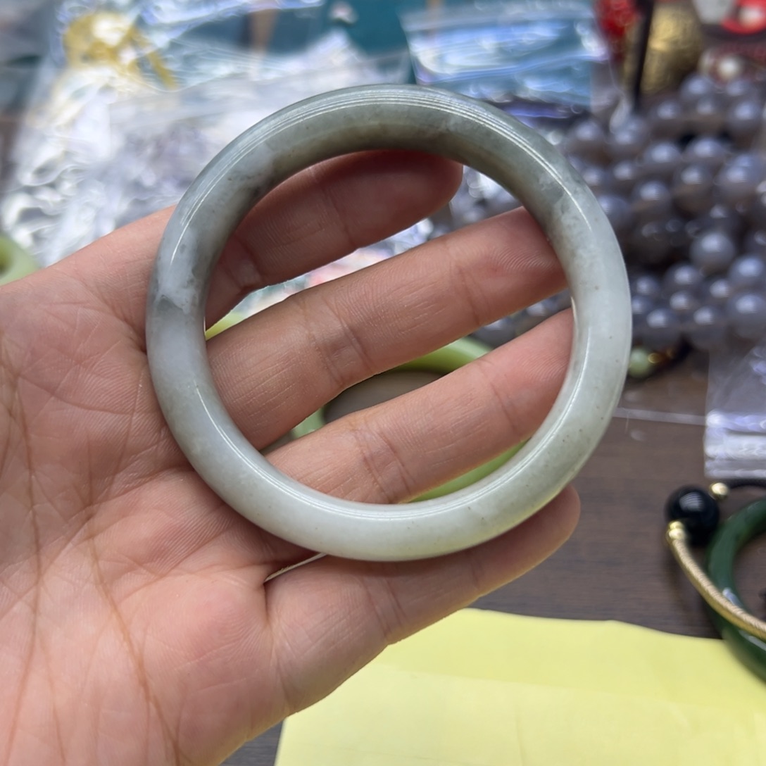 和田玉未镶嵌手镯56.9圈围727