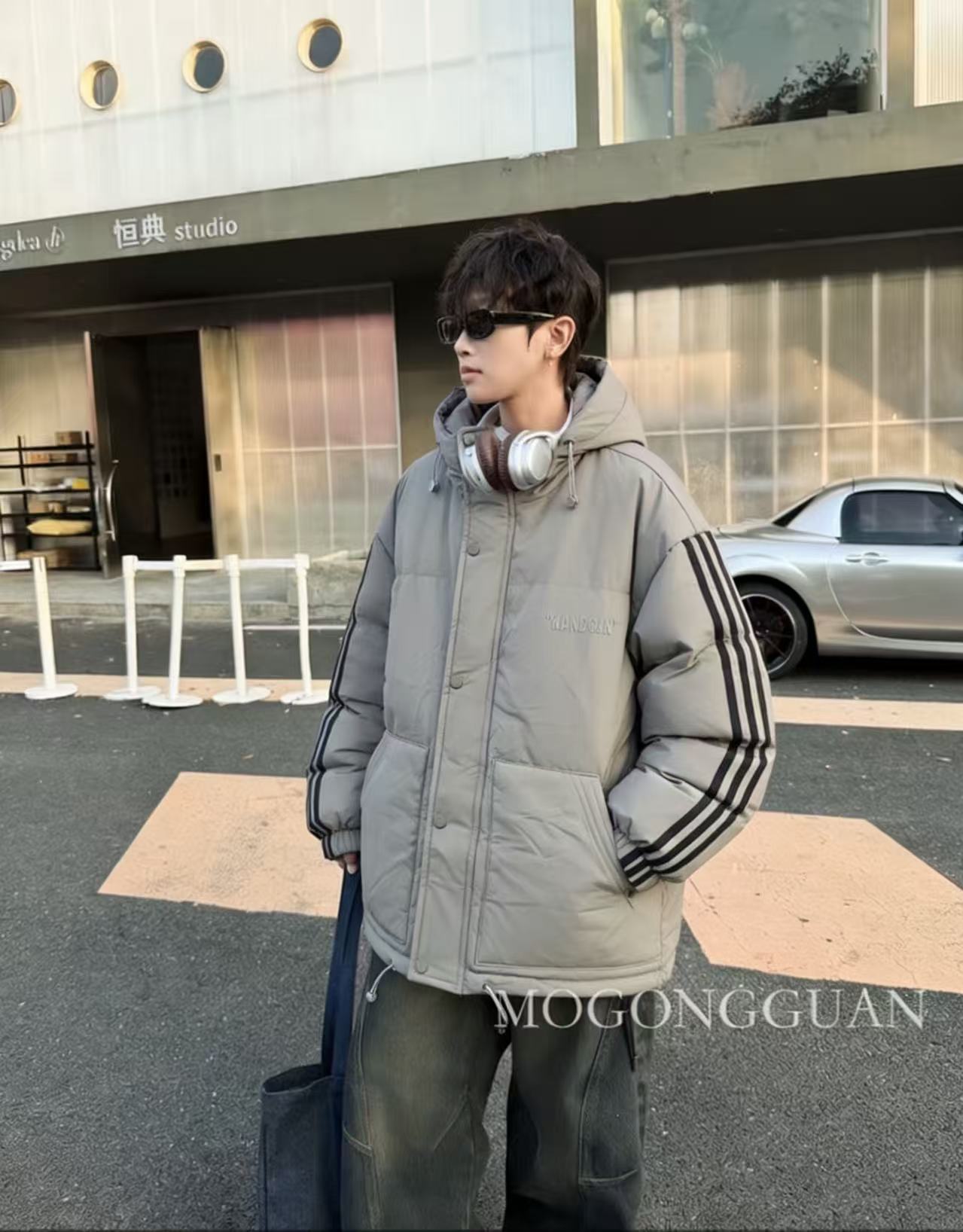 3626 棕色 青少年潮牌羽绒外套