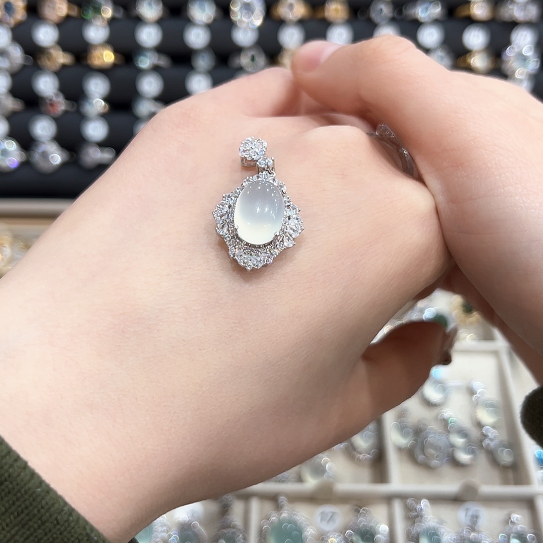 蛇纹石玉银S925镶嵌饰品尔*