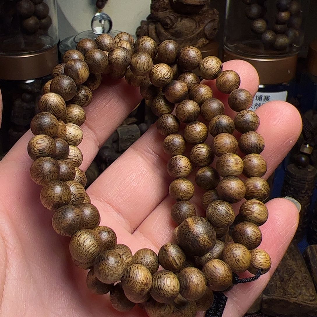 沉香手串海南白棋虫漏07多圈14.6克