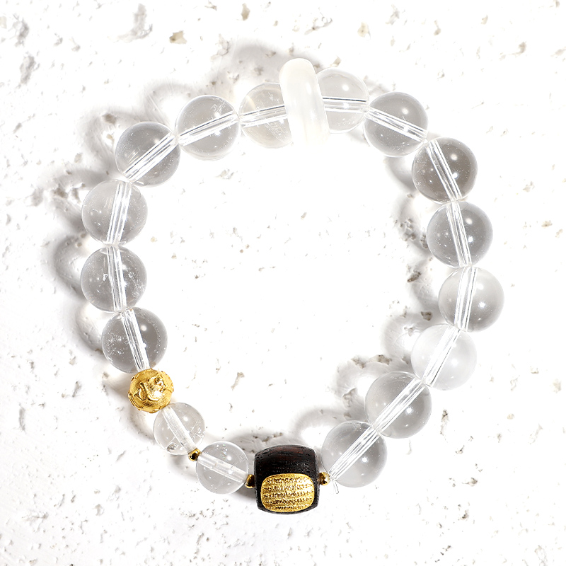 【静心】平安+本本年天然白水晶设计款手串