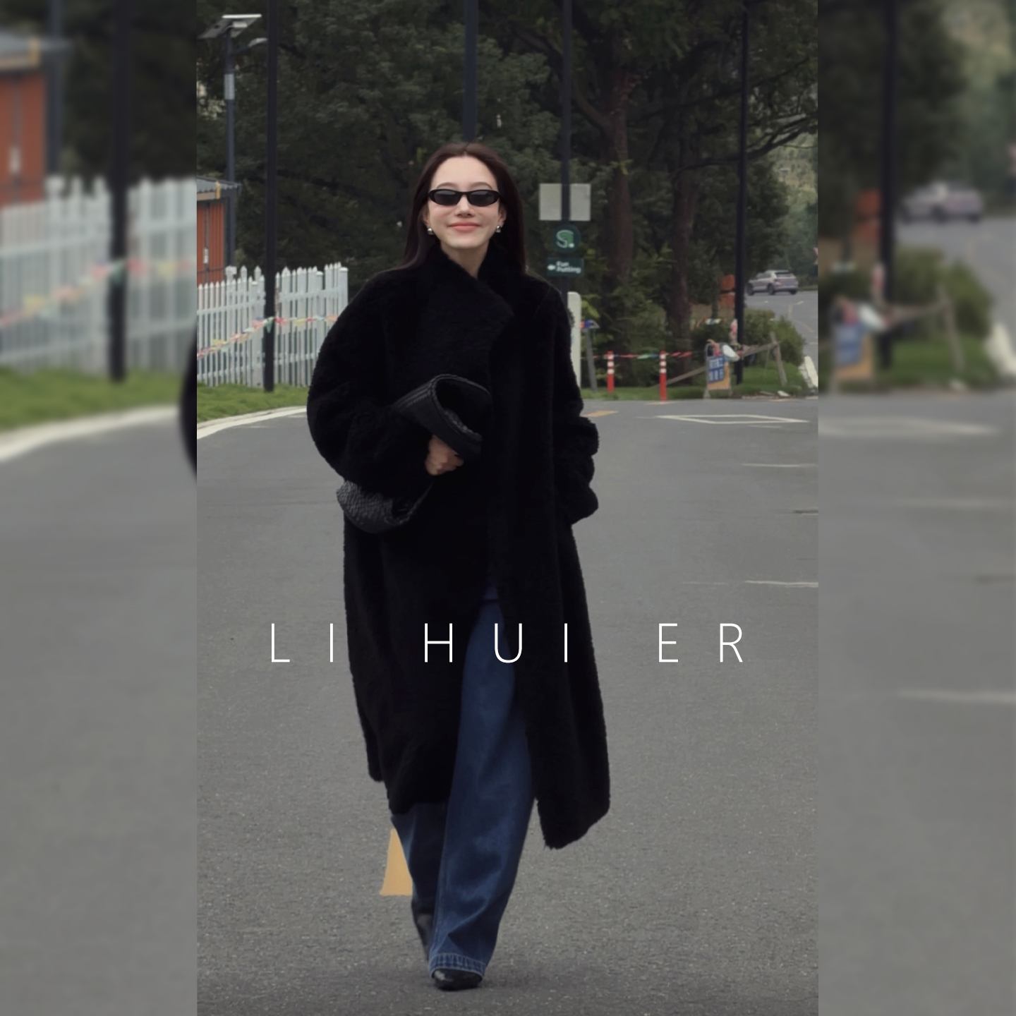 LiHuiEr李慧儿【马德里书院】秋季冬时尚黑色羊毛外套ES5101左左