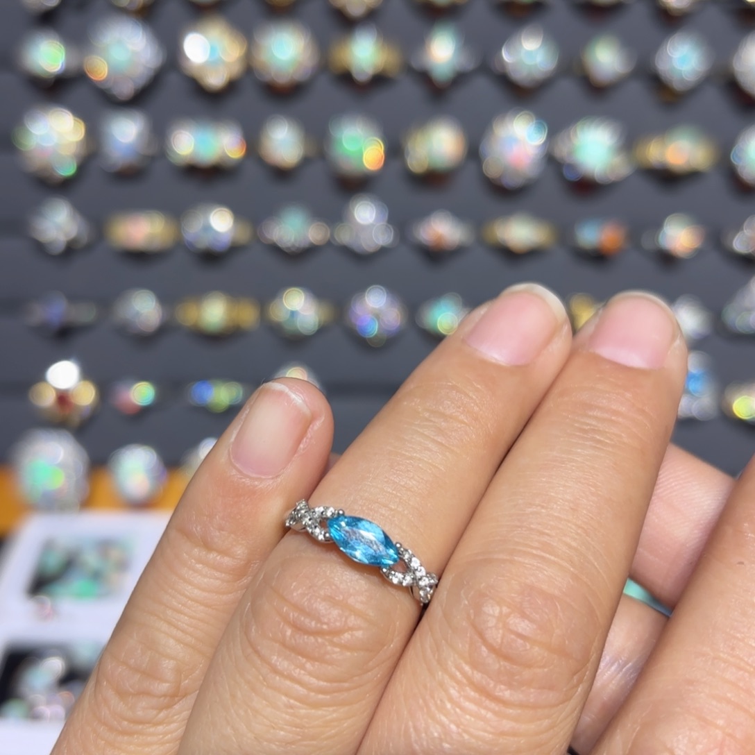 欧泊银S925镀金镶嵌戒指