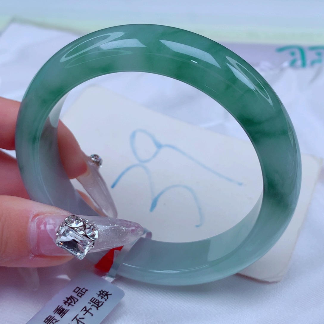 翡翠手镯未镶嵌天然缅甸翡翠A货手镯 13+