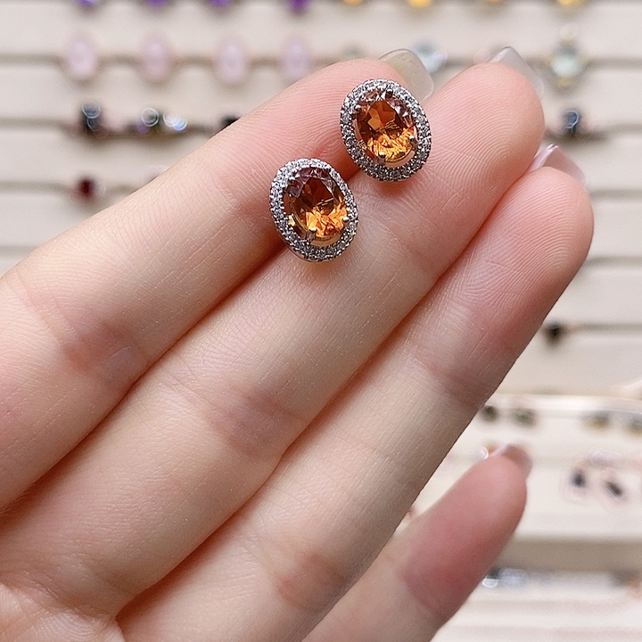 银S925镶嵌耳饰水晶耳钉