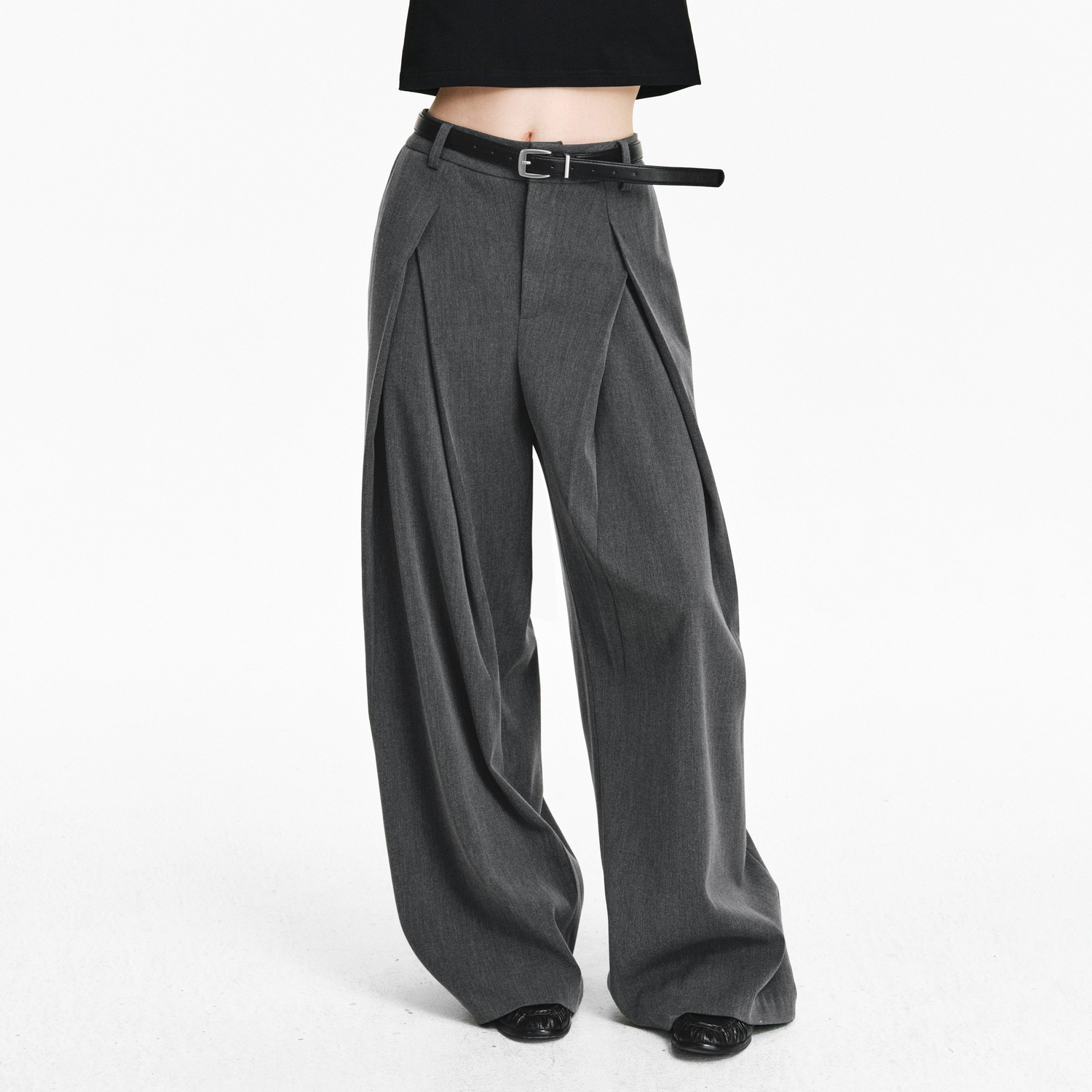 PCLP双褶廓形西裤国潮牌休闲夏季宽松运动长裤男