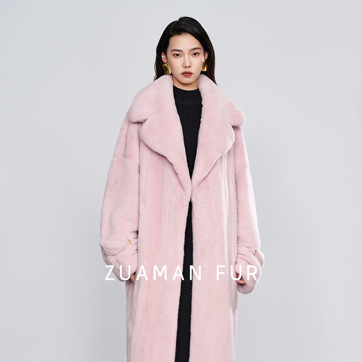 祖阿曼·ZUAMAN 大泰迪款紫标级天鹅绒水貂外套ZZD216499