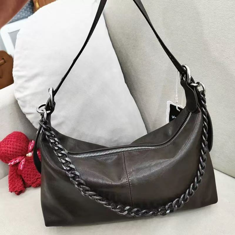 【油蜡皮大容量休闲包包 单肩斜挎】【No退换】瑕疵品