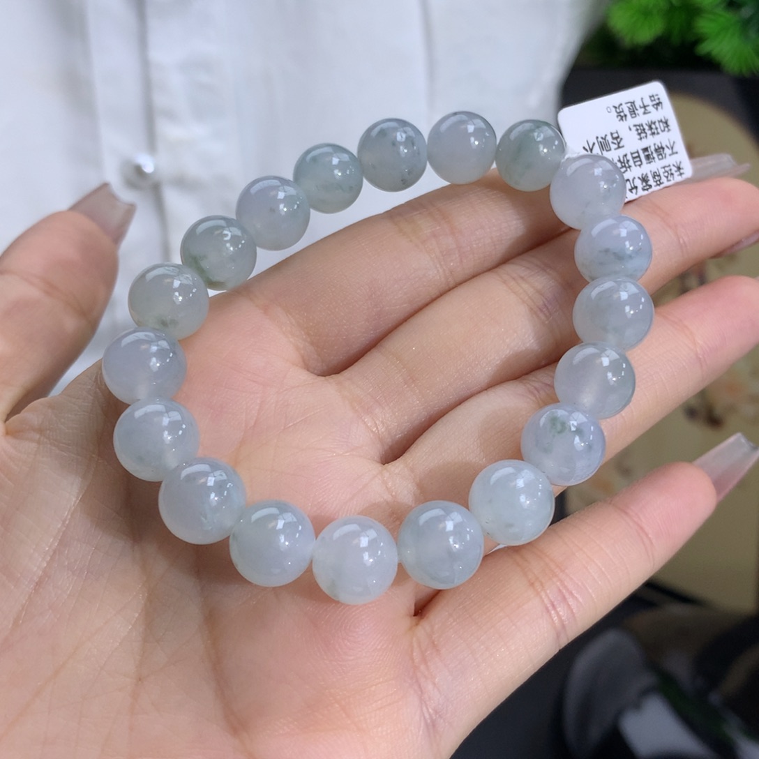 翡翠手链未镶嵌卡9.9冰润胶蓝飘花