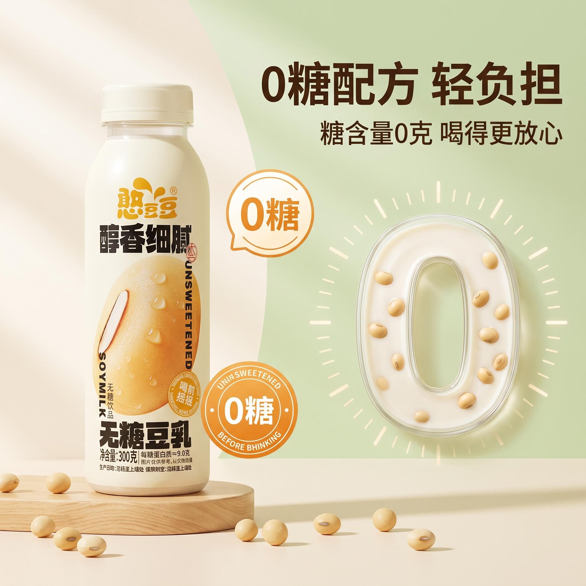 憨豆豆无糖豆乳纯豆奶非转基因大豆学生早餐植物蛋白健康营养饮品