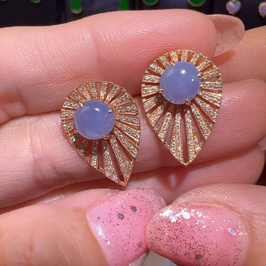 翡翠颈饰18K金镶嵌耳钉