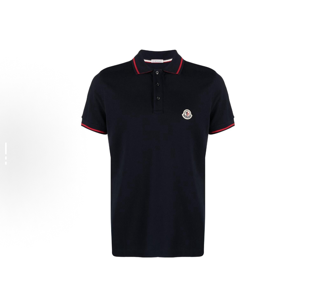 未使用 MONCLER 藏青色领口字母刺绣logo短袖polo衫L码
