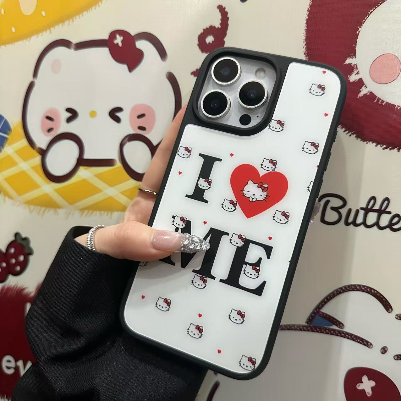 满屏Kt猫适用iPhone16ProMax手机壳全包15防摔14AG磨砂肤感女款