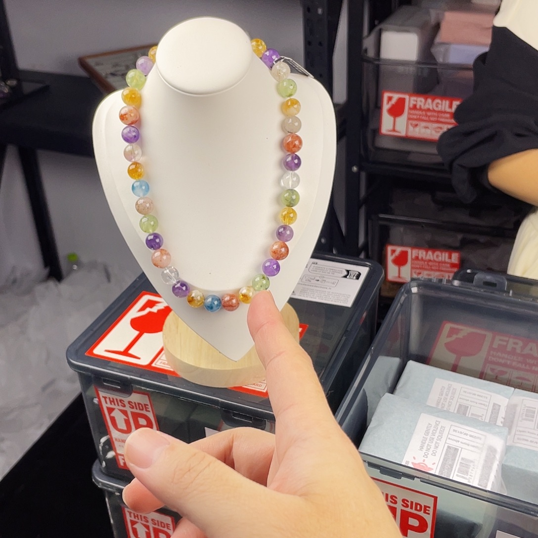 水晶银S925镀金镶嵌手串