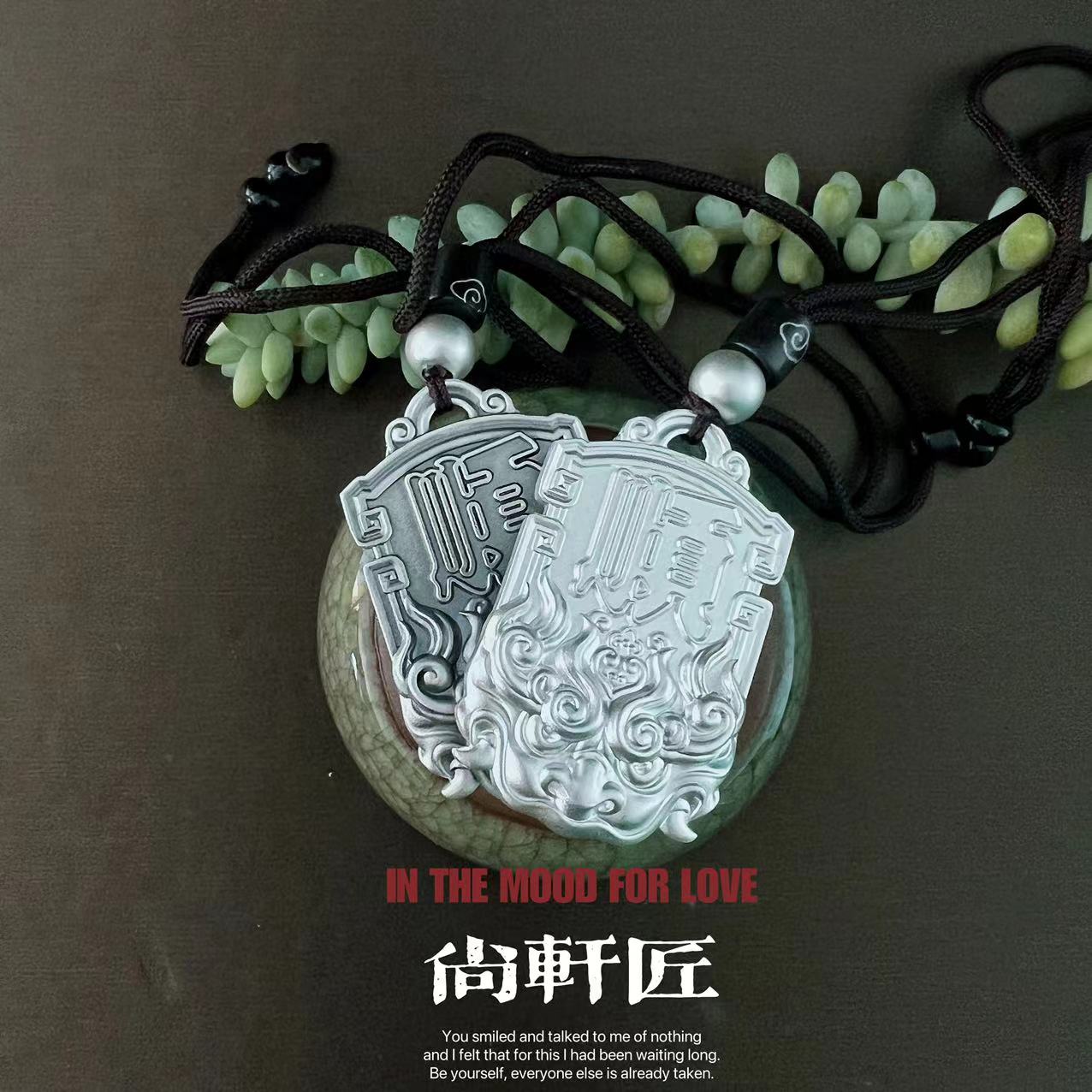 吊坠足银 足银9999纯银貔貅复古吊坠霸气项链做旧个性男士吊坠