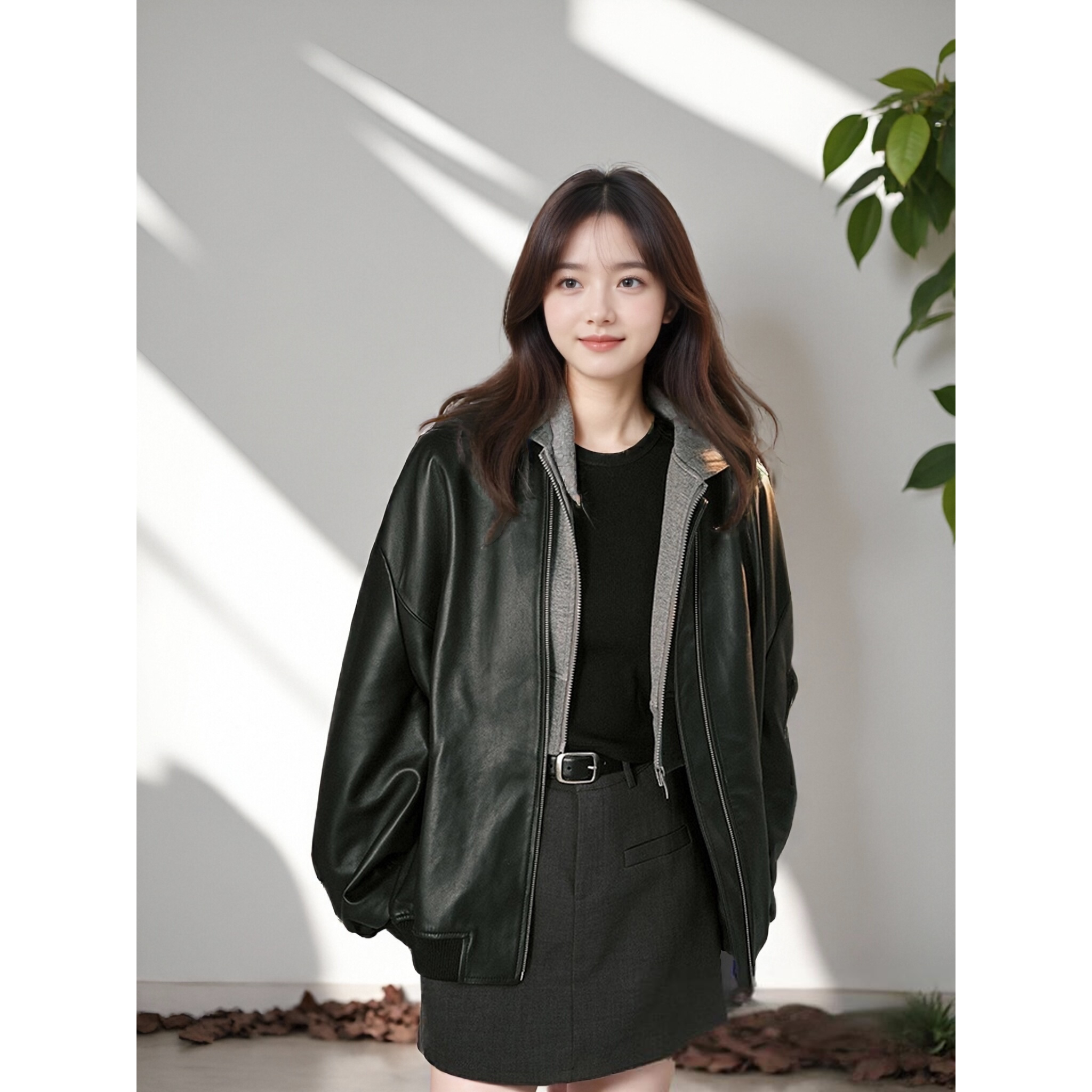 摩根皮衣 帅气机车夹克棒球服外套女