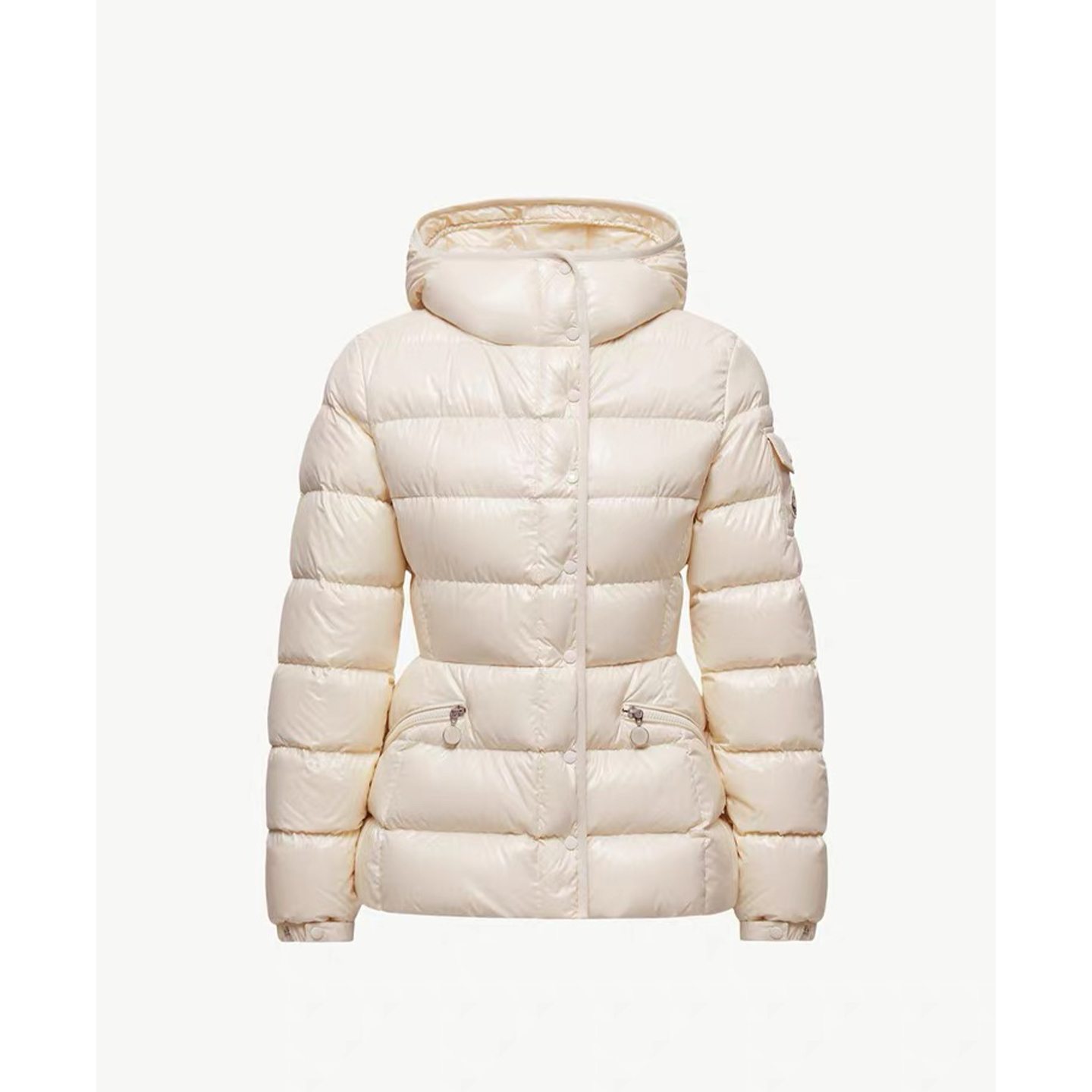 小蛮腰连帽短款羽绒服轻薄收腰冬季女款外套纯色休闲常规款女拉链