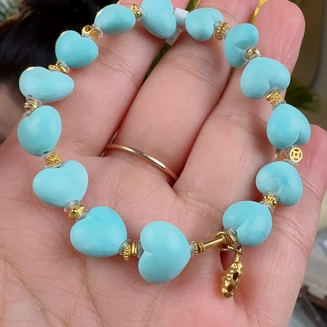 绿松石珠宝奇石18K金镶嵌