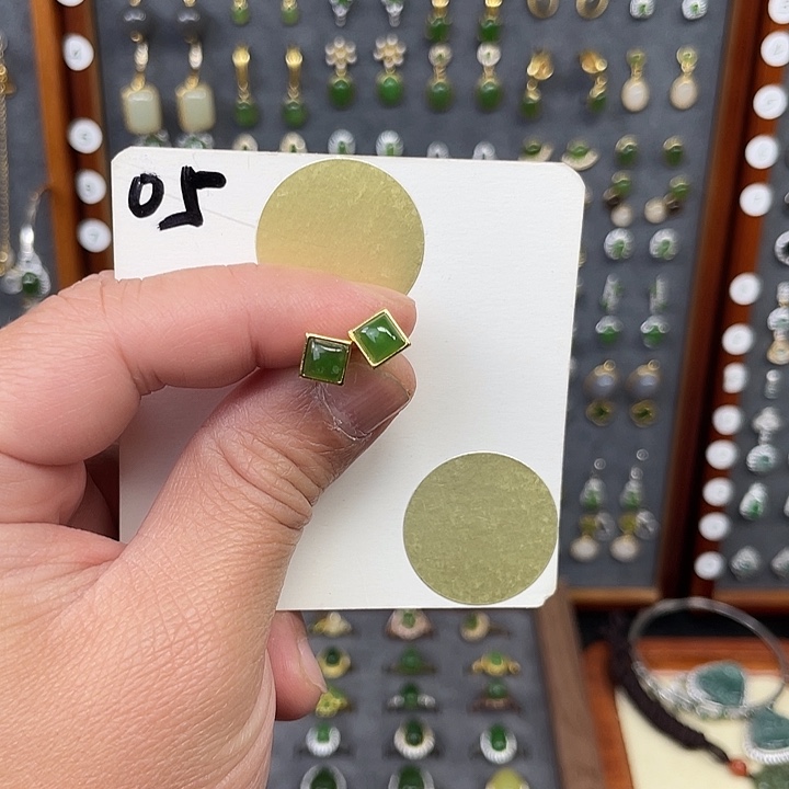 和田玉耳饰银S925镶嵌和田玉05