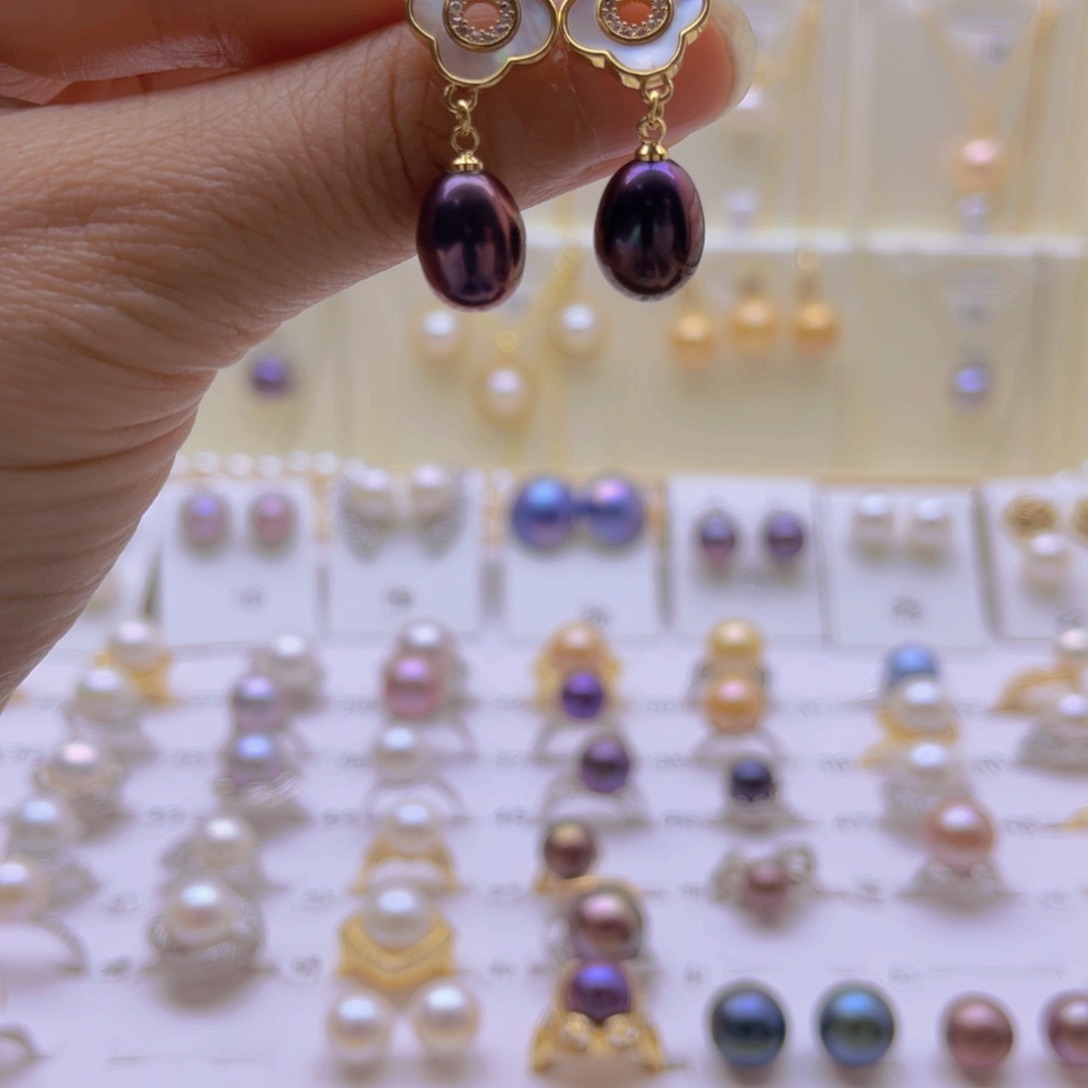 淡水珍珠耳饰银S925镶嵌