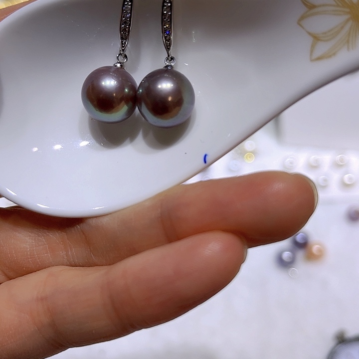淡水珍珠紫珠耳钩未镶嵌