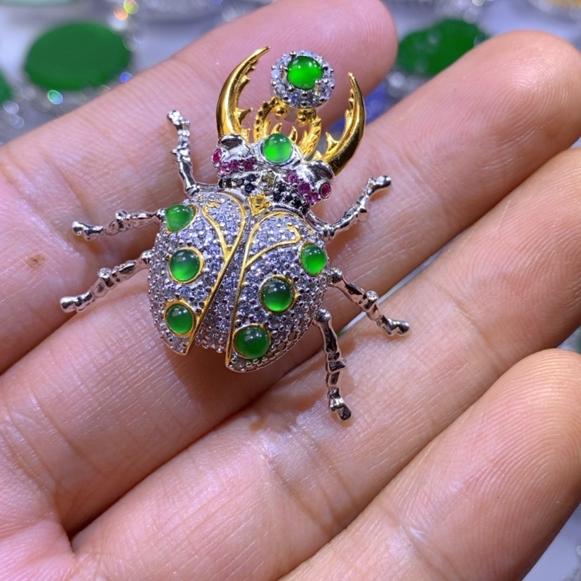 【闪购商品】翡翠挂件银S925镶嵌天然翡翠